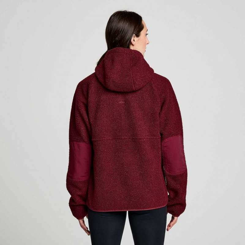 Dámské Mikina s Kapucí Saucony Recovery Sherpa Pullover Vínové | CZ-ZQPIF