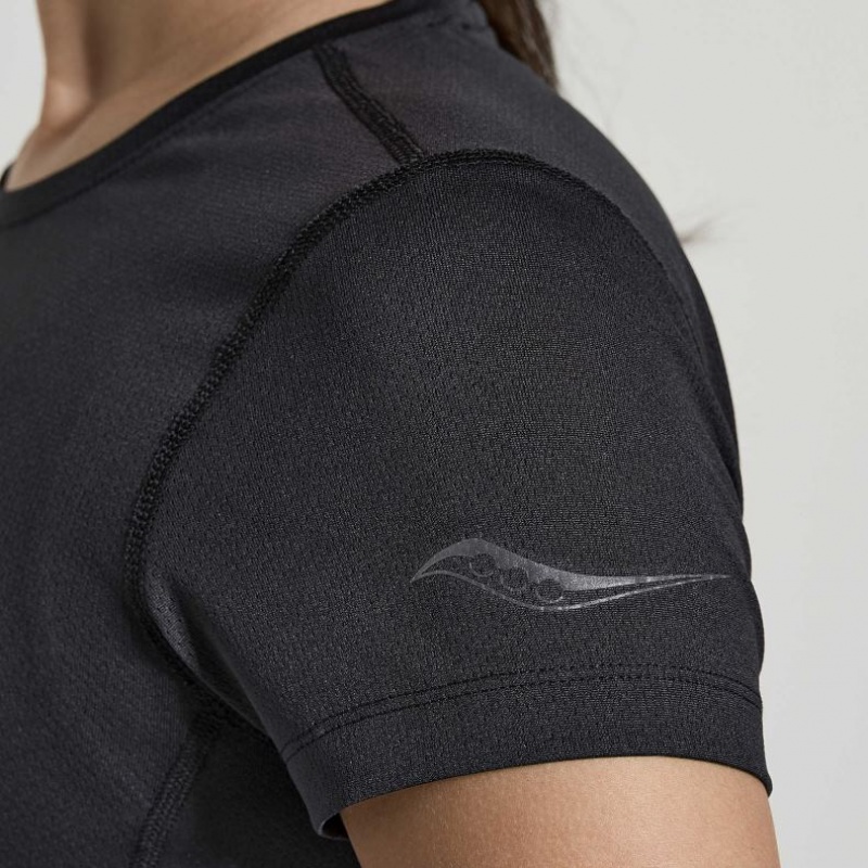 Dámské Tričko Saucony Stopwatch Graphic Krátké Sleeve Černé | CZ-MLAJQ
