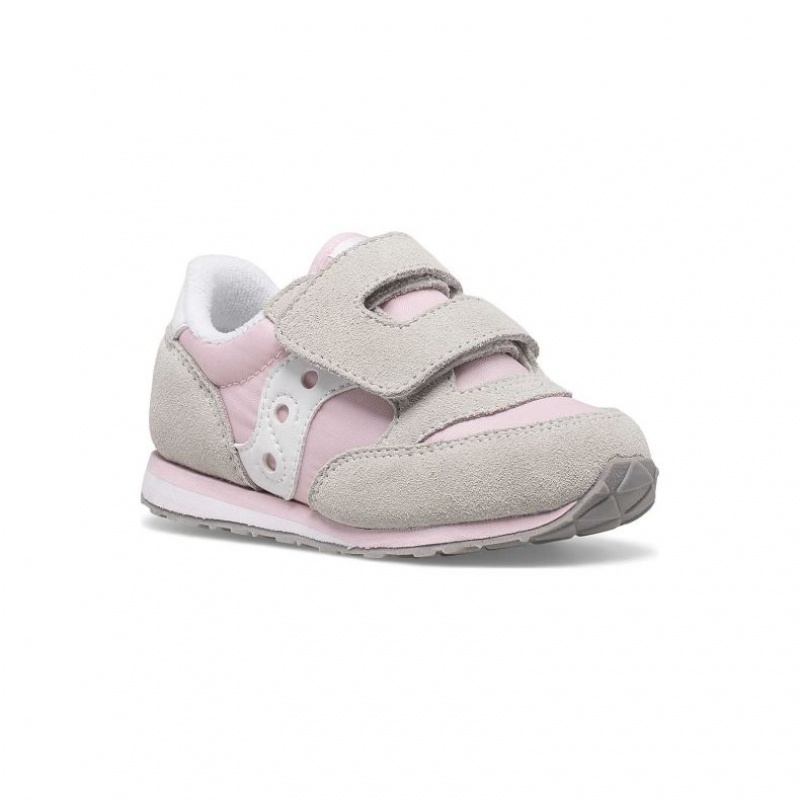 Malé Děti Tenisky Saucony Baby Jazz Hook & Loop Šedé Růžové | PRAHA-EGULP
