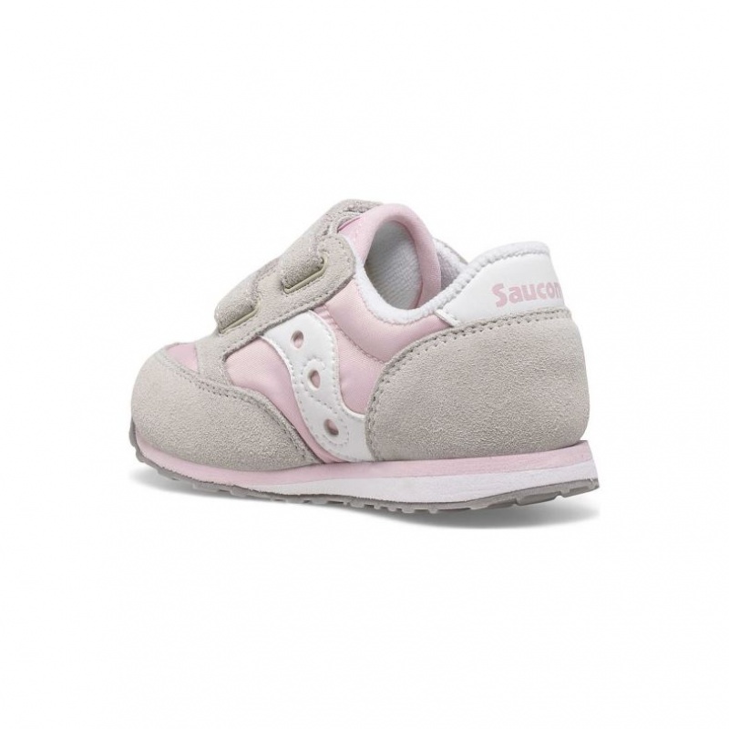 Malé Děti Tenisky Saucony Baby Jazz Hook & Loop Šedé Růžové | PRAHA-EGULP