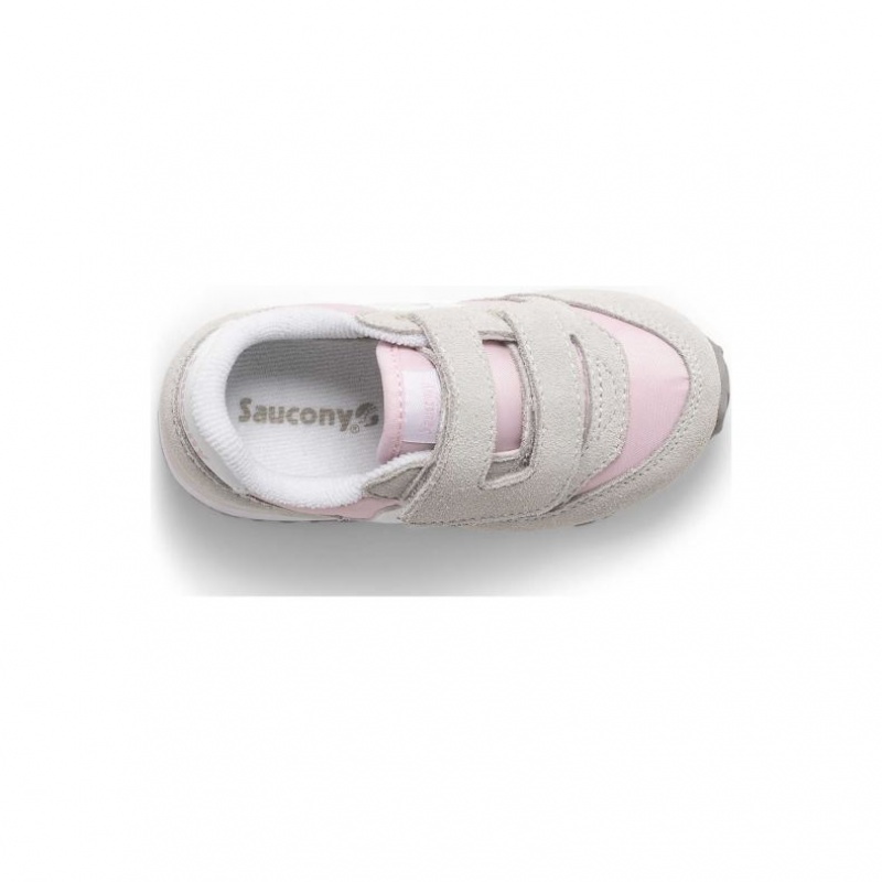 Malé Děti Tenisky Saucony Baby Jazz Hook & Loop Šedé Růžové | PRAHA-EGULP