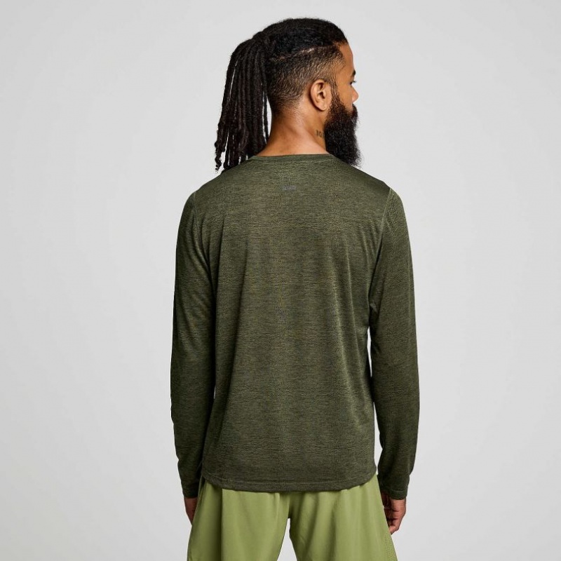 Pánské Tričko Saucony Stopwatch Graphic Long Sleeve Olivy Zelené | CZ-RUVPL