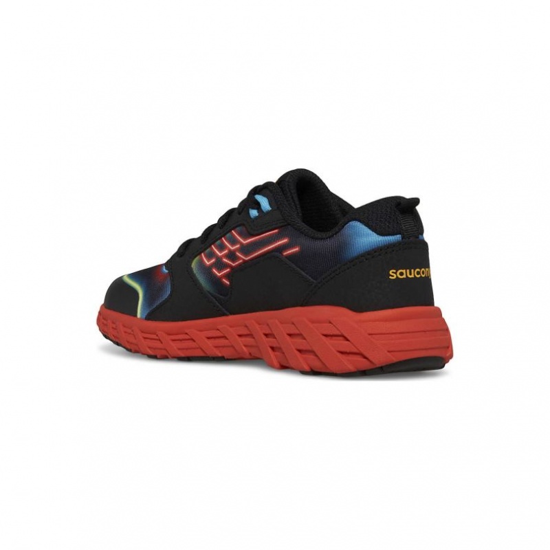 Velké Děti Tenisky Saucony Wind 2.0 Lace Černé Červené | PRAHA-WXECR